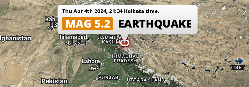 Shallow M5.0 Earthquake struck on Thursday Evening 1mi from India.