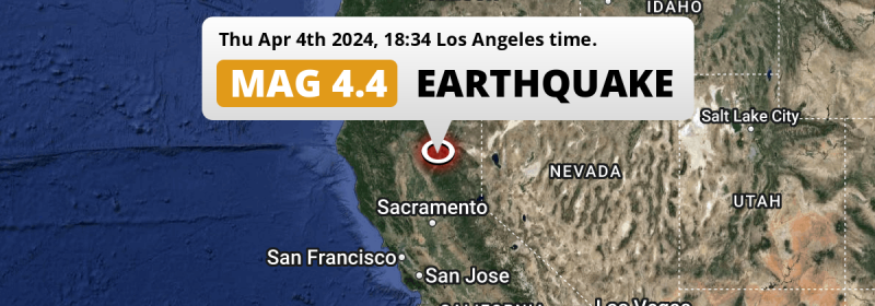 On Thursday Evening a Shallow M4.4 Earthquake struck near Chico in The United States.