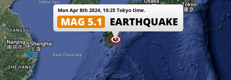 Significant M5.1 Earthquake hit near Nichinan in Japan on Monday Morning.