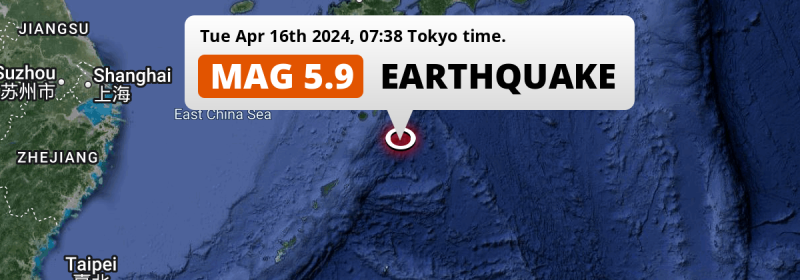 Shallow M5.9 Earthquake struck on Tuesday Morning in the Philippine Sea 264km from Kagoshima (Japan).