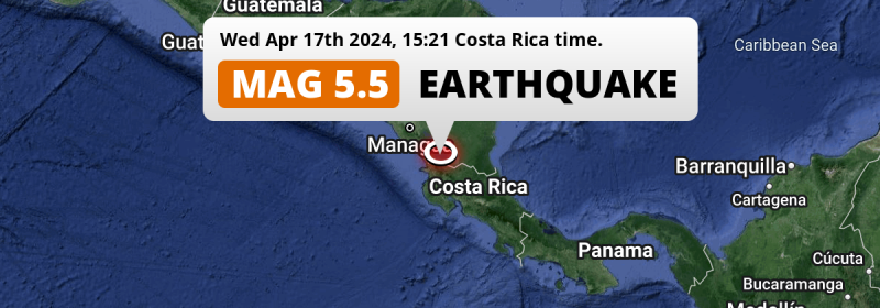 Significant M5.5 Earthquake struck on Wednesday Afternoon 150km from Managua in Nicaragua.
