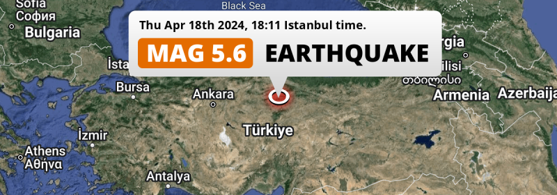 On Thursday Evening a Shallow M5.6 Earthquake struck near Turhal in Türkiye.