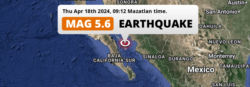 Shallow M5.6 Earthquake struck on Thursday Morning 41mi from Mexico.