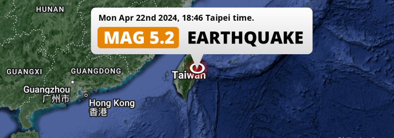 On Monday Evening a Shallow M5.2 FORESHOCK struck in the Philippine Sea near Hualien City (Taiwan).