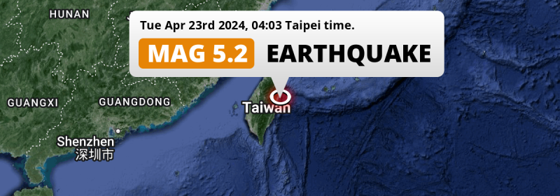 On Tuesday Night a Shallow M5.2 AFTERSHOCK struck in the Philippine Sea near Hualien City (Taiwan).