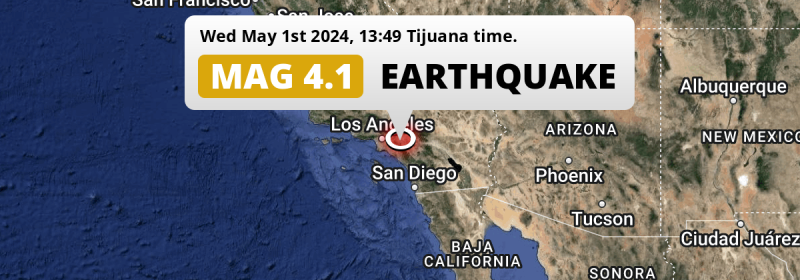Shallow M4.1 Earthquake struck on Wednesday Afternoon near Corona in The United States.