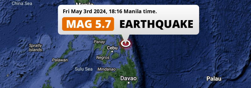 Shallow M5.7 Earthquake struck on Friday Evening in the Philippine Sea near Tacloban (The Philippines).