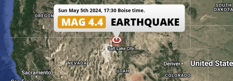Shallow M4.4 Earthquake struck on Sunday Afternoon near Ogden in The United States.