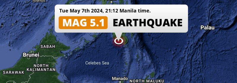 Significant M5.0 Earthquake struck on Tuesday Evening in the Sulawesi Sea near General Santos (The Philippines).
