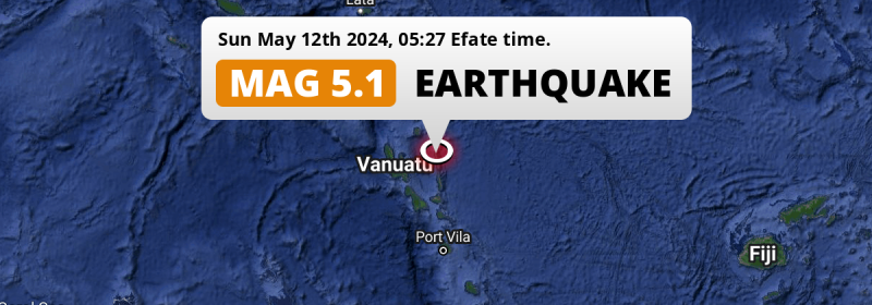 Shallow M5.2 Earthquake struck on Sunday Night in the Coral Sea 290km from Port-Vila (Vanuatu).